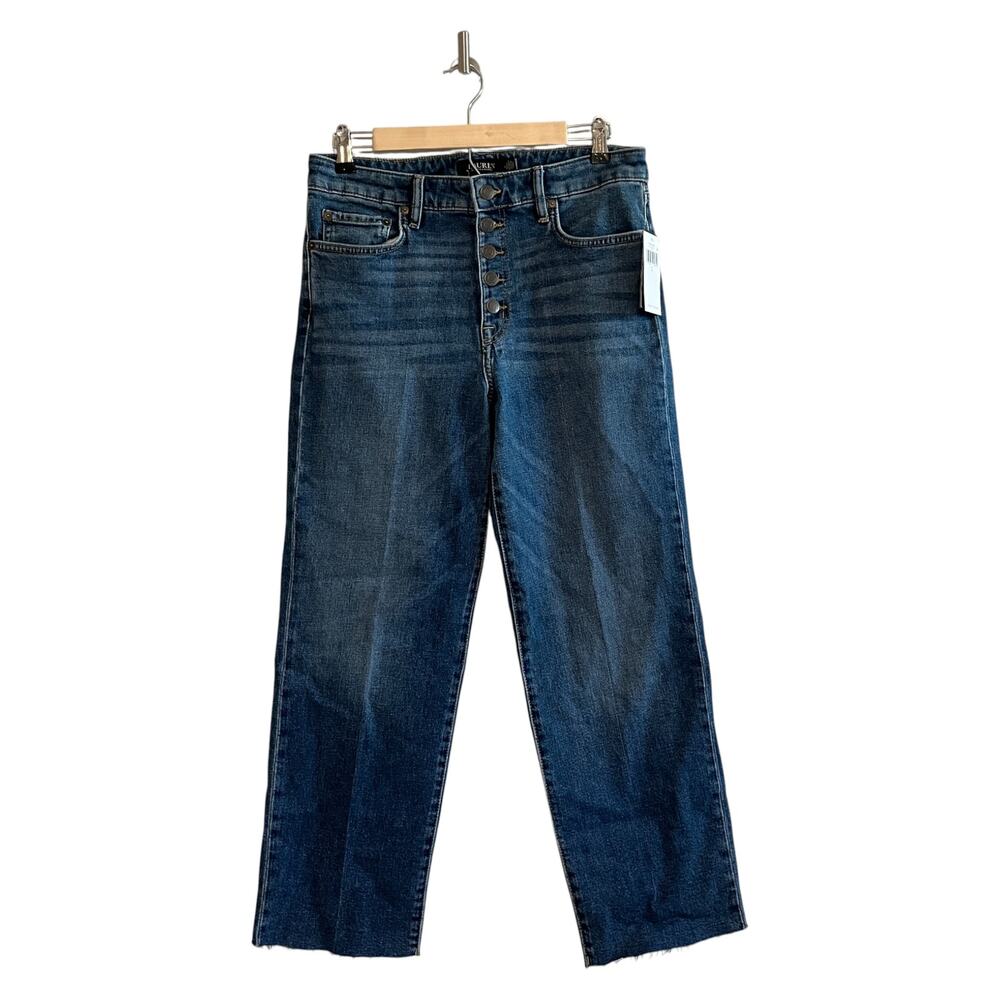 Lauren Ralph Lauren Raw Hem Button Fly High Rise Straight Leg Jeans Blue Size 6 - Picture 2 of 8